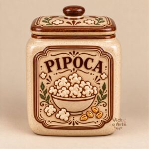 Carimbo Rótulo Vintage Pipoca